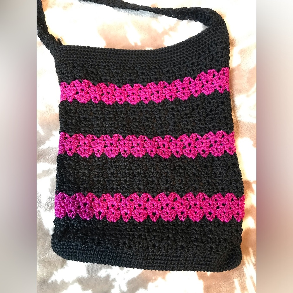Boho Style Crocheted Cross Body Handbag Purse